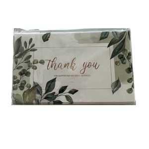 New - Thank You Business Card - Green Leaves - 30 pieces‎